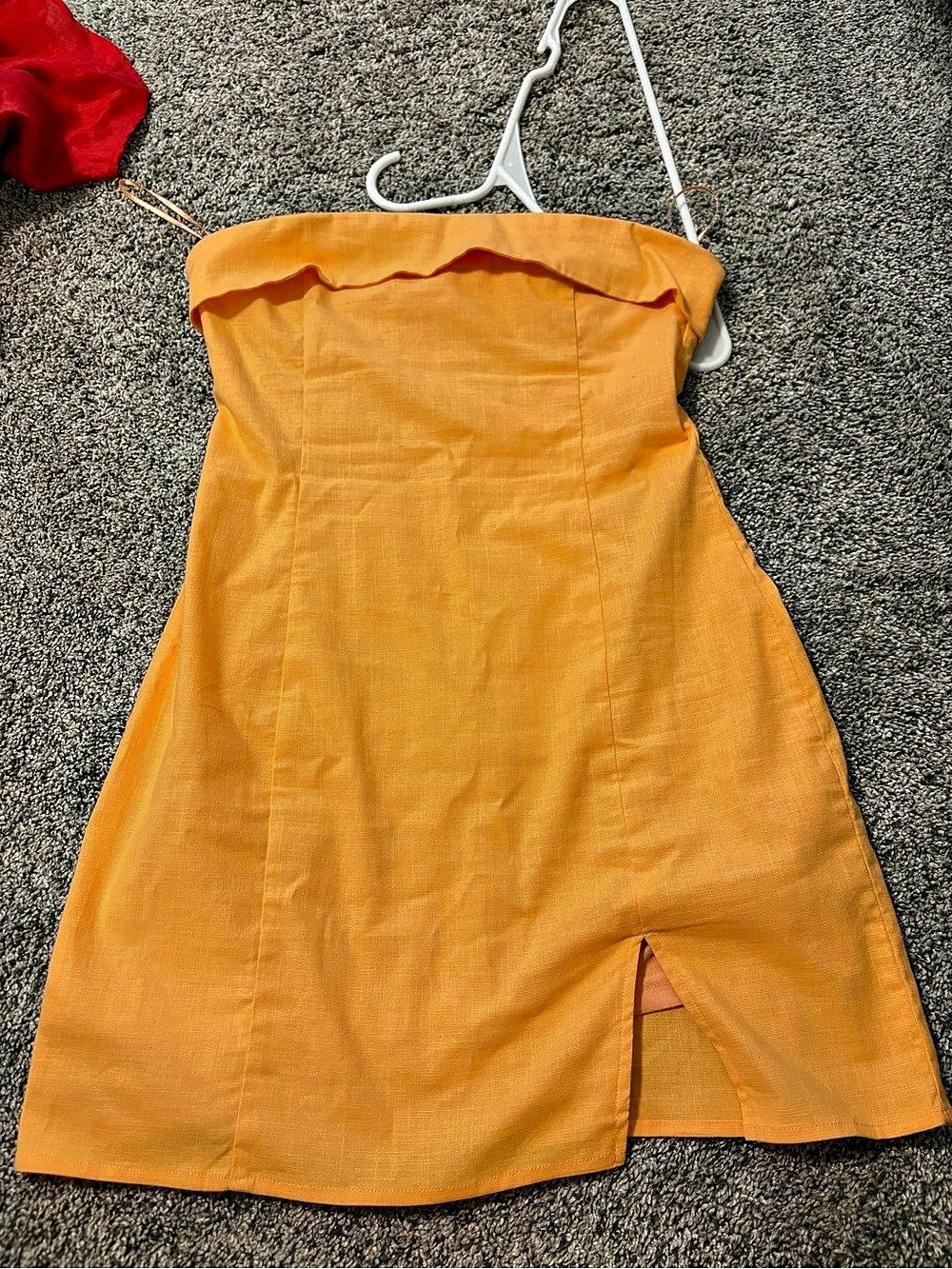 Strapless Orange Mini Dress size S never worn